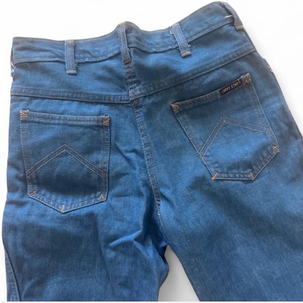 1970s Paris Lucky Star Blue Denim Jeans - Back Pocket Detail